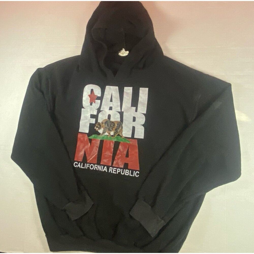 California Republic Graphic‎ Hoodie Pullover Size Large Black